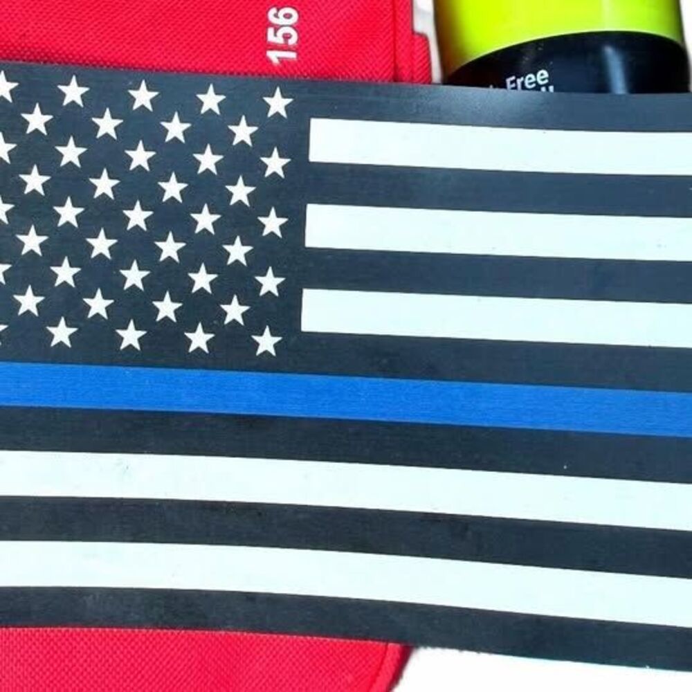 American black with blue line support for police magnet
